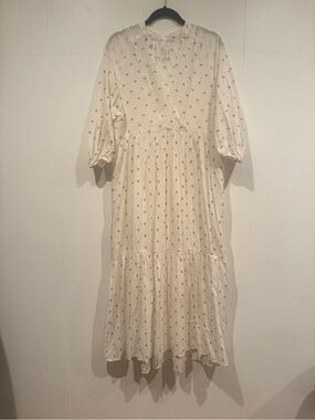 Free people white and gold midi Dress